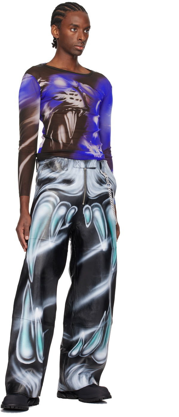 Gerrit Jacob SSENSE Exclusive Black & Blue Leather Pants Gerrit Jacob