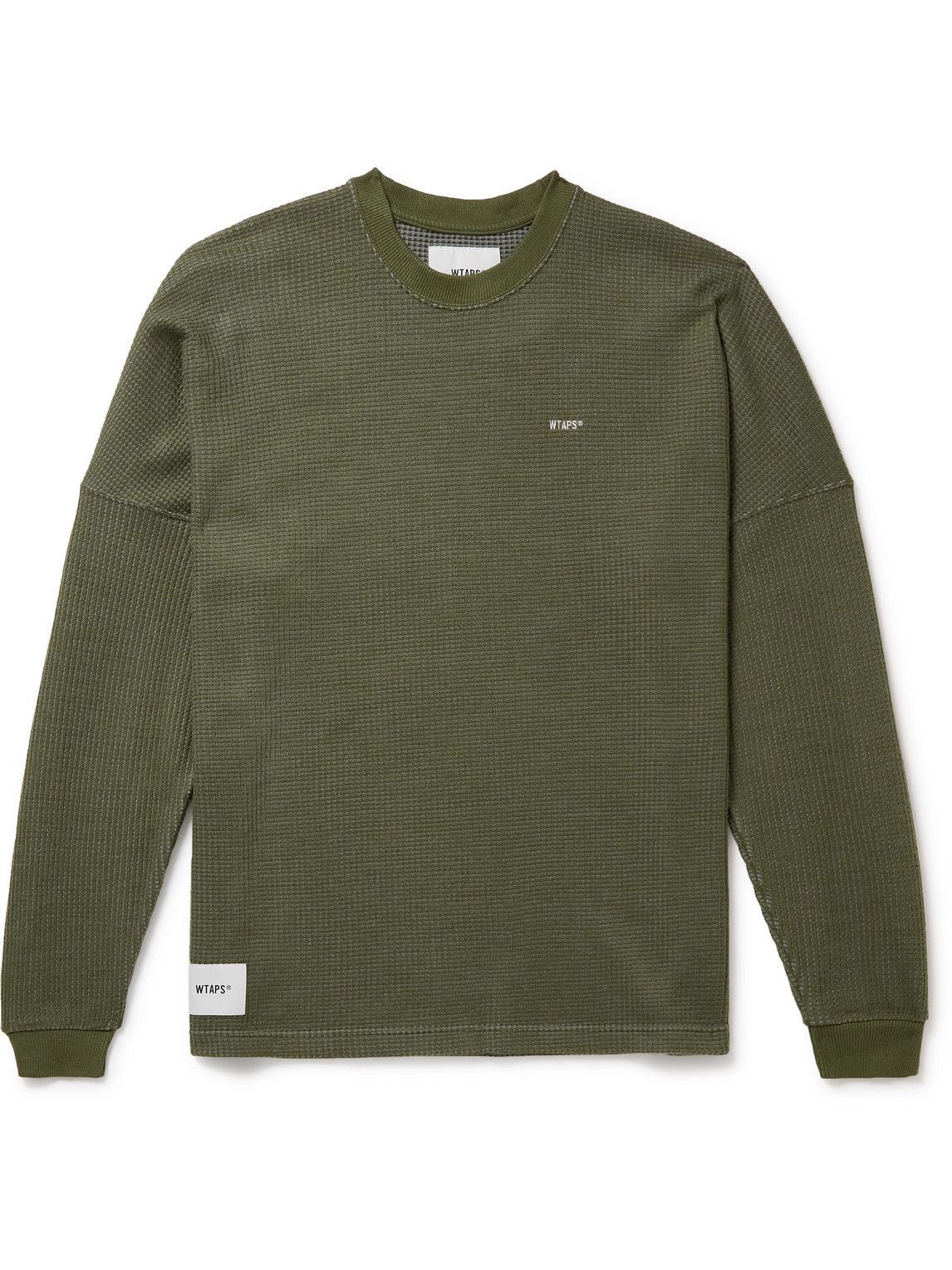 WTAPS - Logo-Appliquéd Waffle-Knit Sweater - Green WTAPS