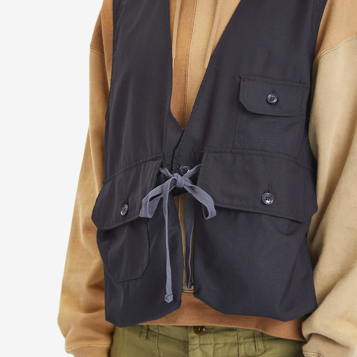 Engineered Garments Men's Fowl Vest in Dark Navy Tropical Wool