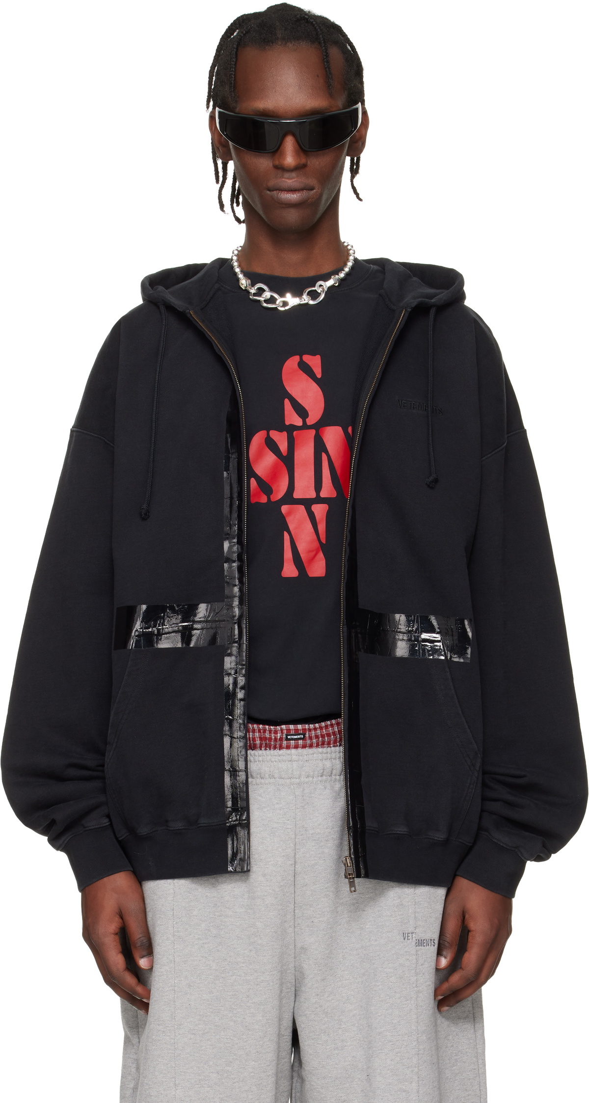 Vetements Black Double Weltschmerz Zip Hoodie Vetements