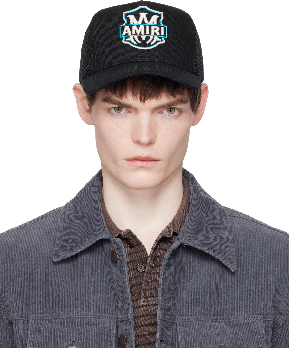 AMIRI Black Crystal 3 Star Trucker Cap Amiri
