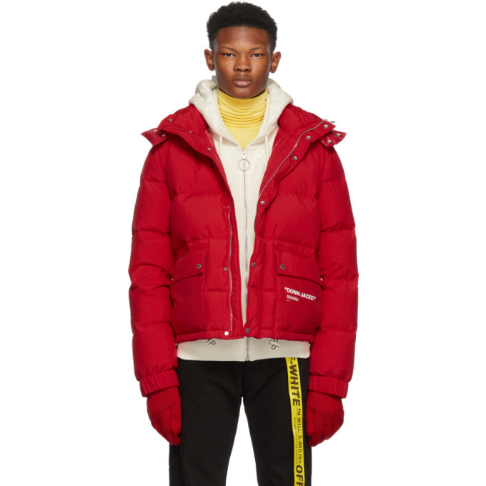 Off-White Red Quote Down Jacket Off-White