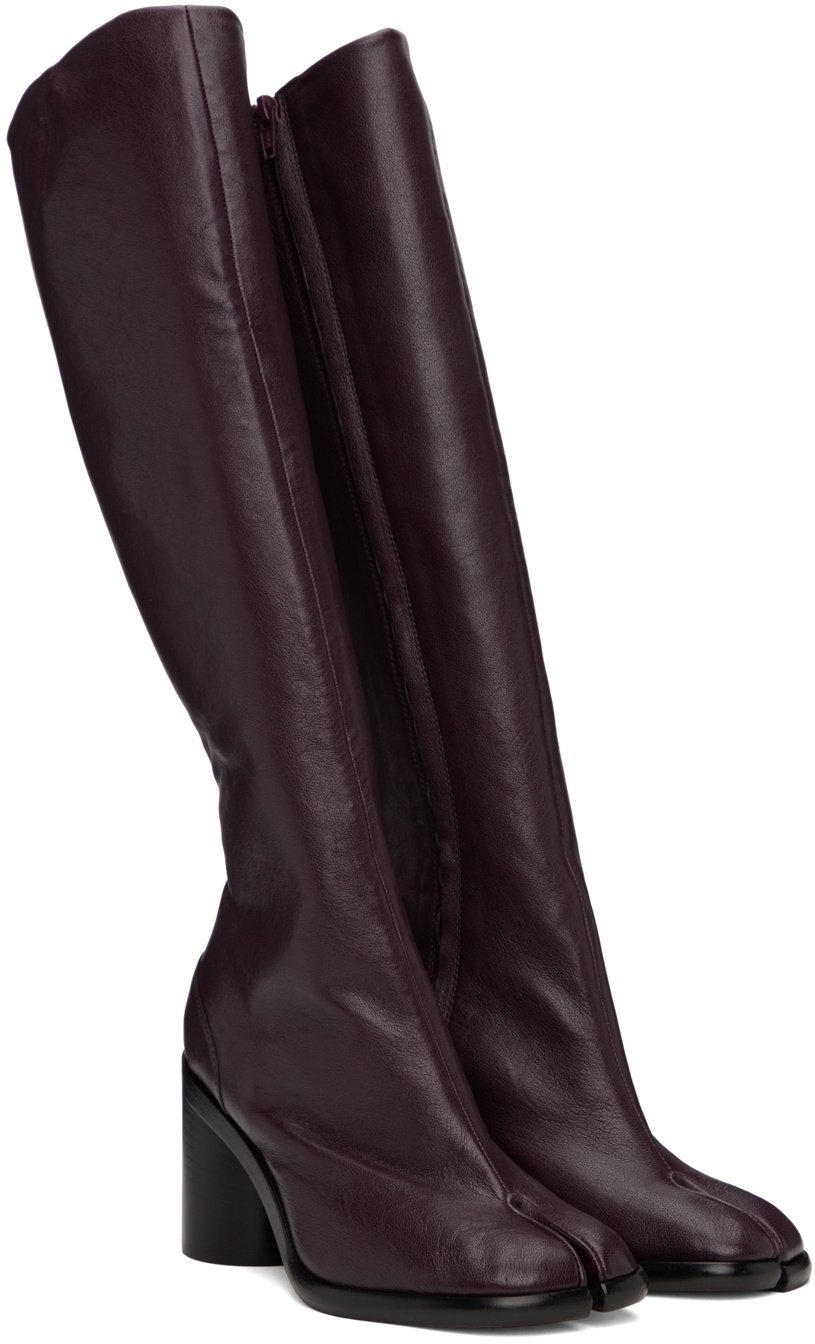 Maison Margiela Burgundy Tabi Knee-High Tall Boots Maison Margiela