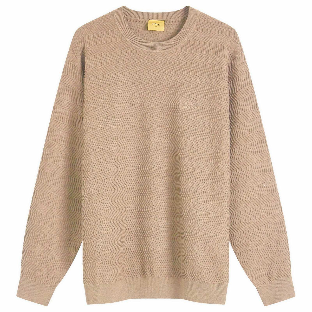 Dime Men's Wave Cable Knit Jumper in Tan Dime