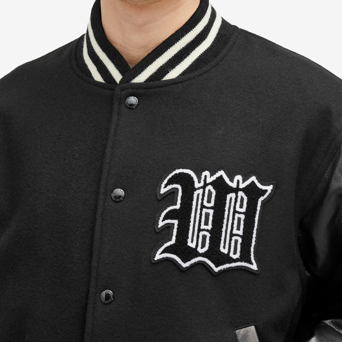 Wacko Maria Men's Type-2 Leather Varsity Jacket in Black Wacko Maria