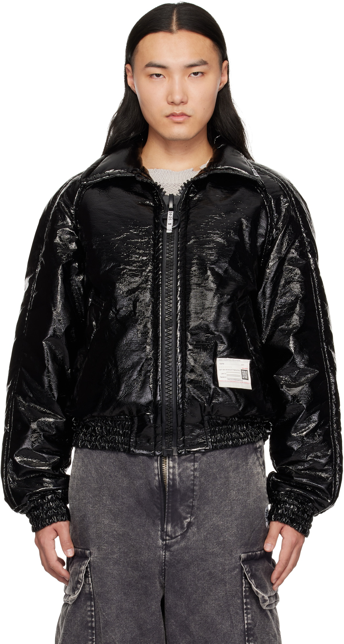 Maison MIHARA YASUHIRO Black Fake Enamel Puffer Jacket Maison