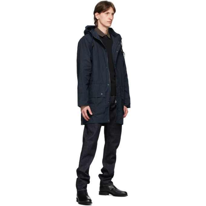 Barbour Navy Oversize Hooded Bedale Casual Coat Barbour