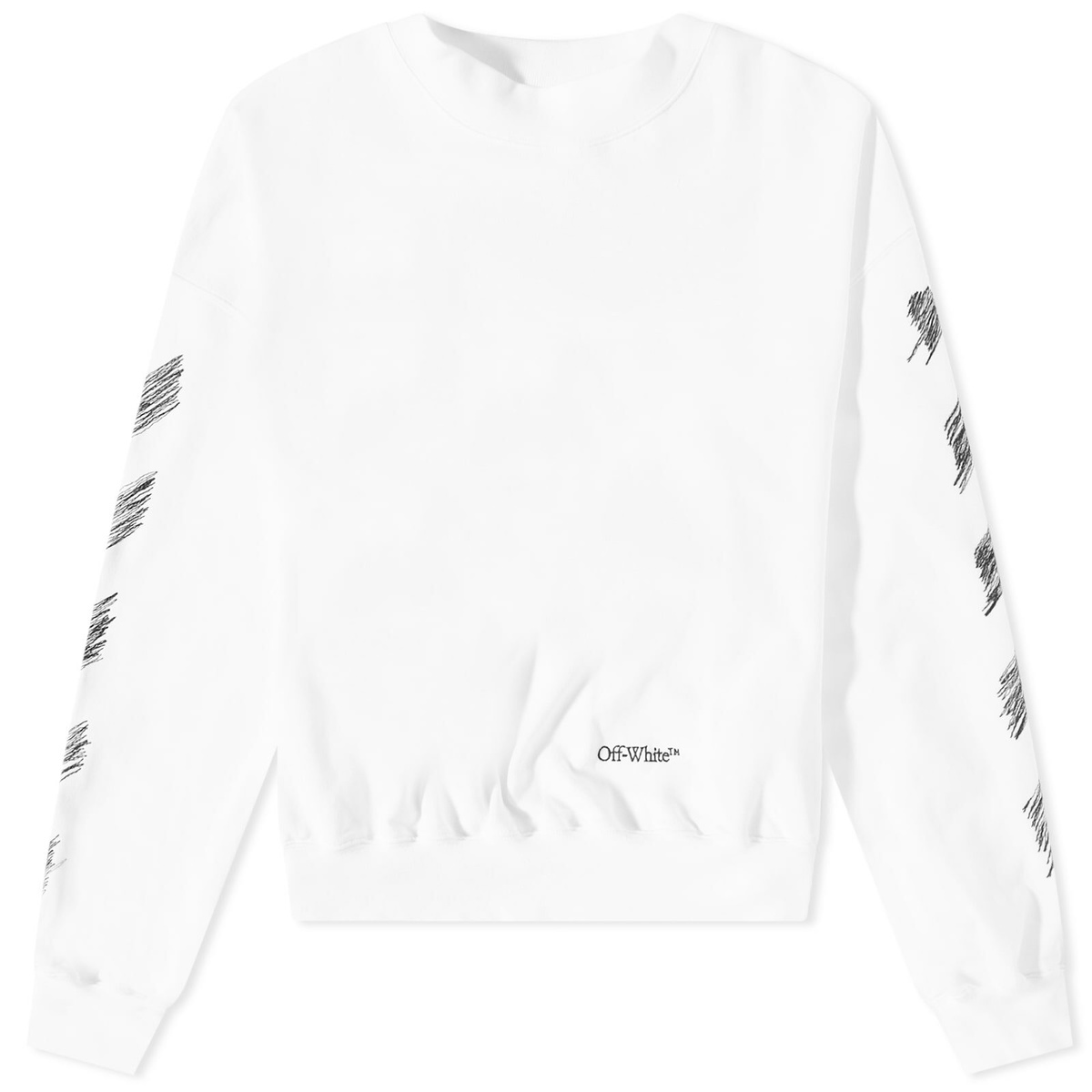 Off-White Men's Scribble Diag Boxy Crew Neck Sweat in White Off-White