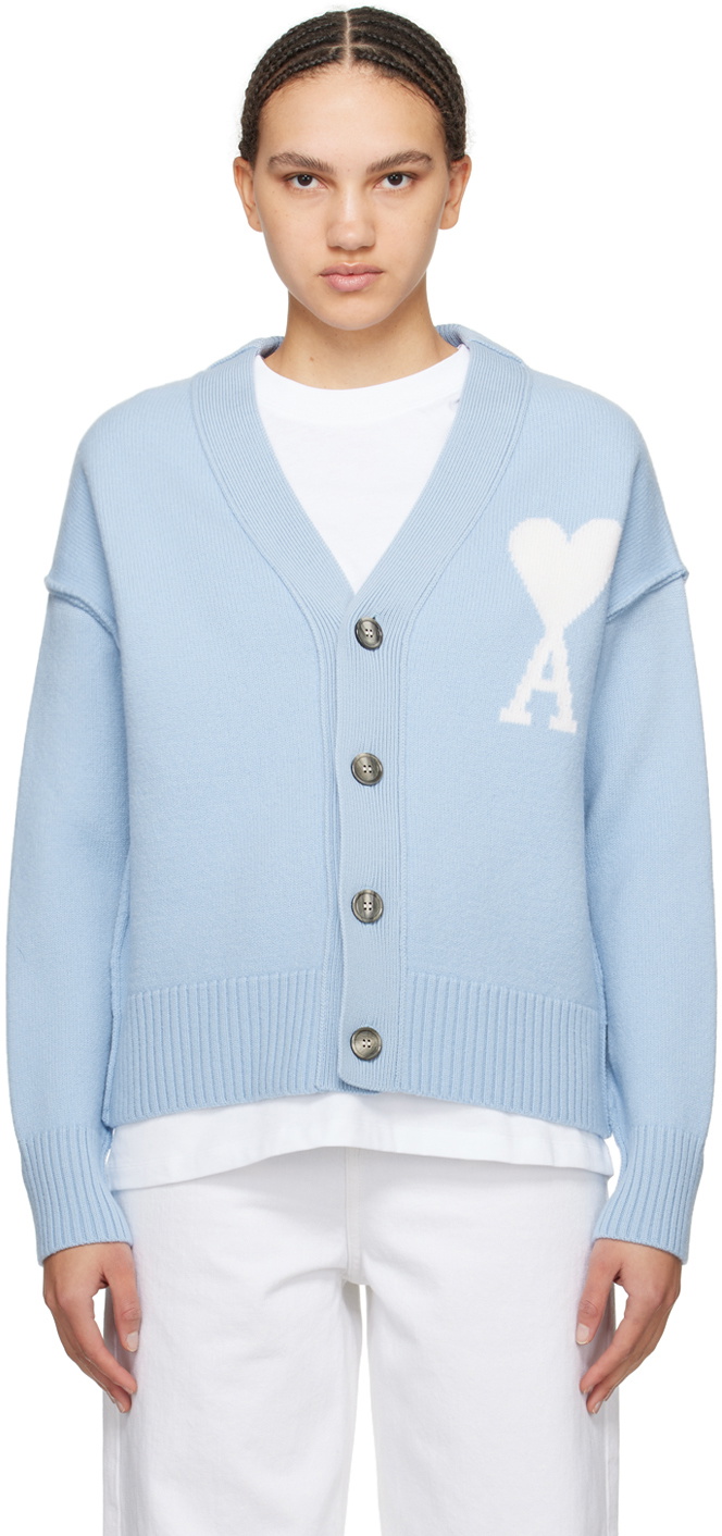 AMI Paris Blue Ami de Cœur Cardigan AMI