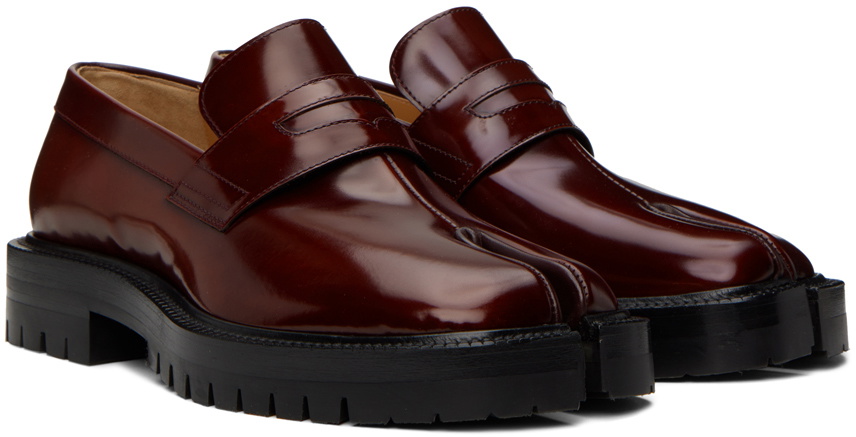 Maison Margiela Burgundy Tabi Loafers Maison Margiela
