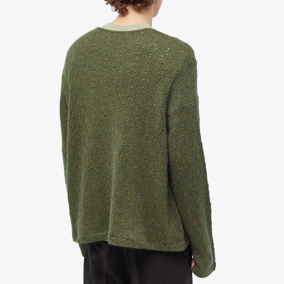 Our Legacy Men's Double Lock U Neck in Moor Green Crochet Our Legacy
