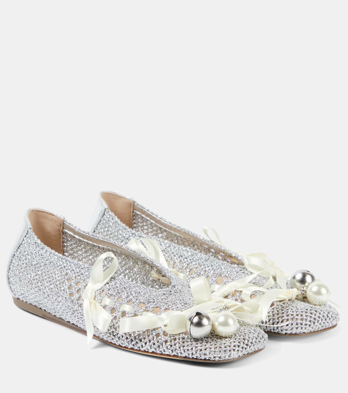 Simone Rocha Bow-detail crochet ballet flats Simone Rocha