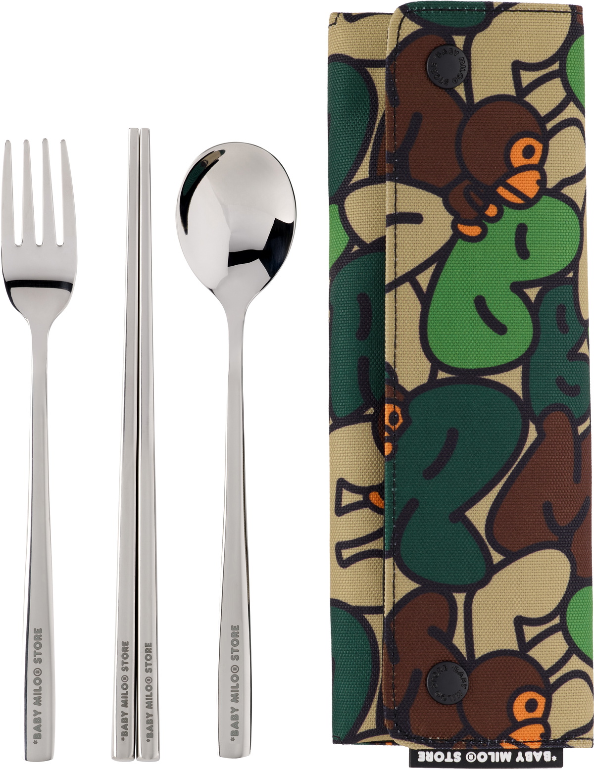 BAPE Silver Baby Milo Cutlery Set, 4 pcs A Bathing Ape