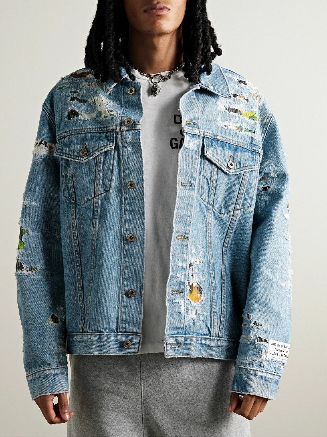Gallery Dept. - Andy Distressed Layered Printed Denim Jacket