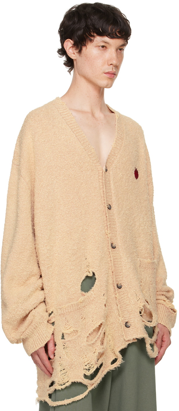 doublet Beige Zombie Silhouette Knit Cardigan Doublet