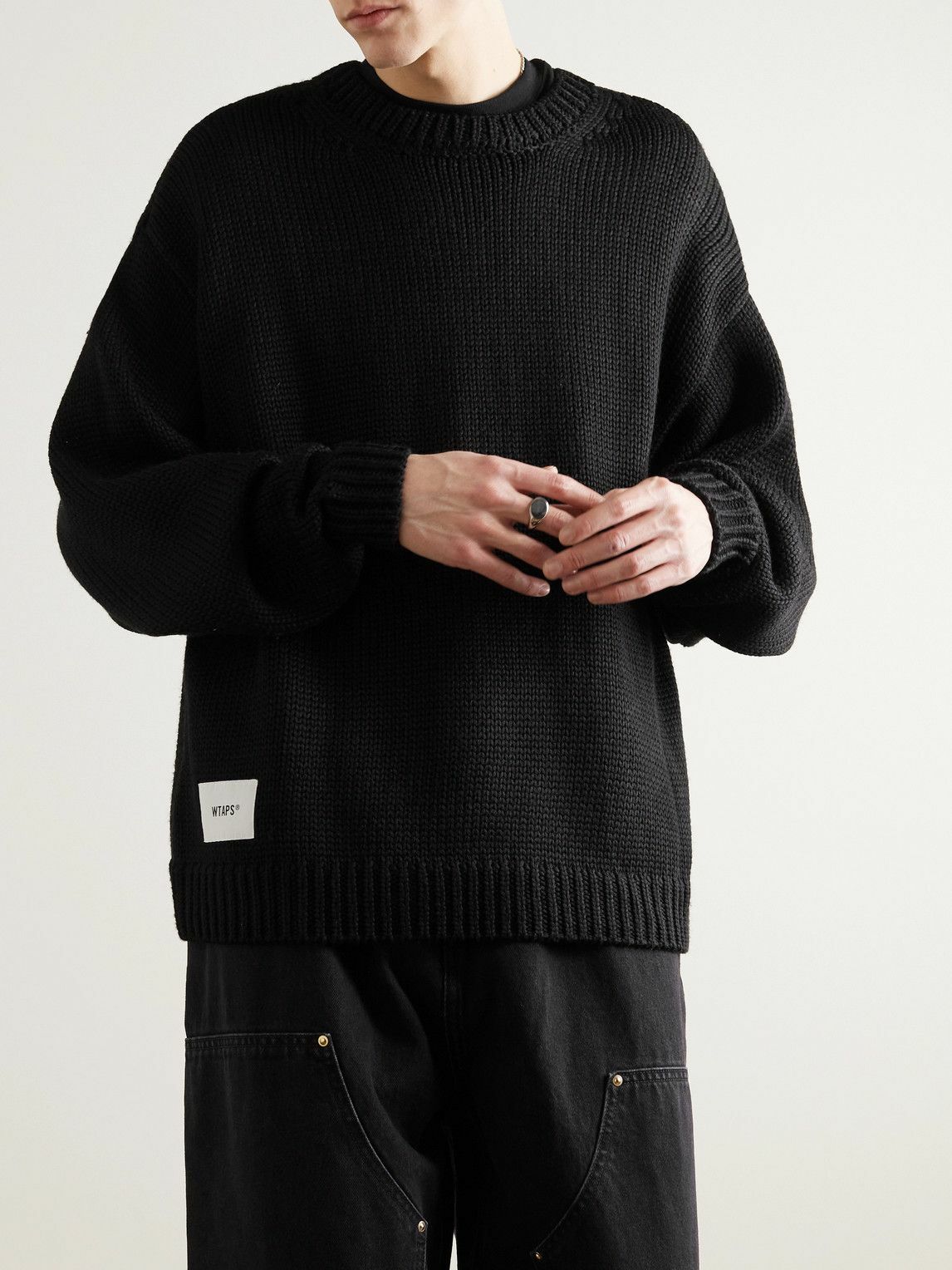 WTAPS - Logo-Appliquéd Jacquard-Knit Sweater - Black WTAPS