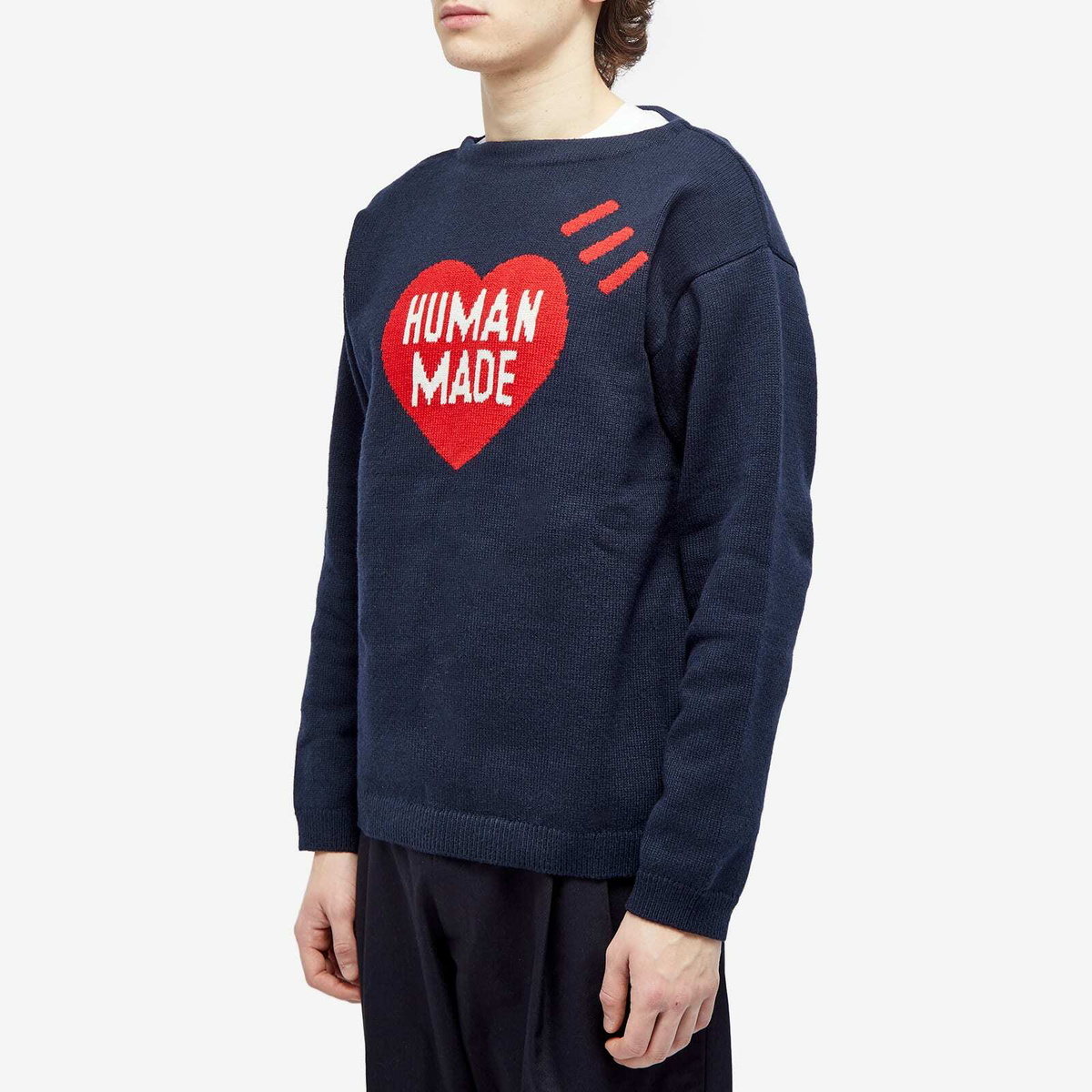 Human Made Men's Heart Knit Sweater in Navy Human Made
