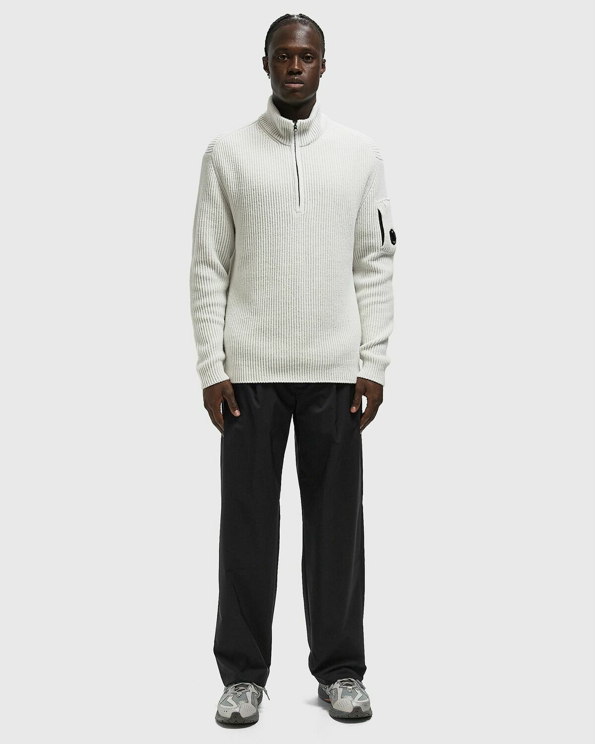 C.P. Company Fleece Knit Half Zip Sweater White Mens Pullover C.P.