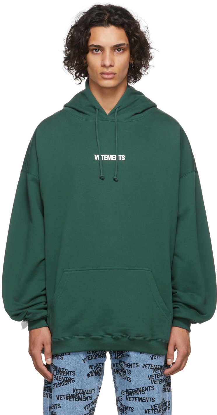 VETEMENTS Green Logo Label Hoodie Vetements