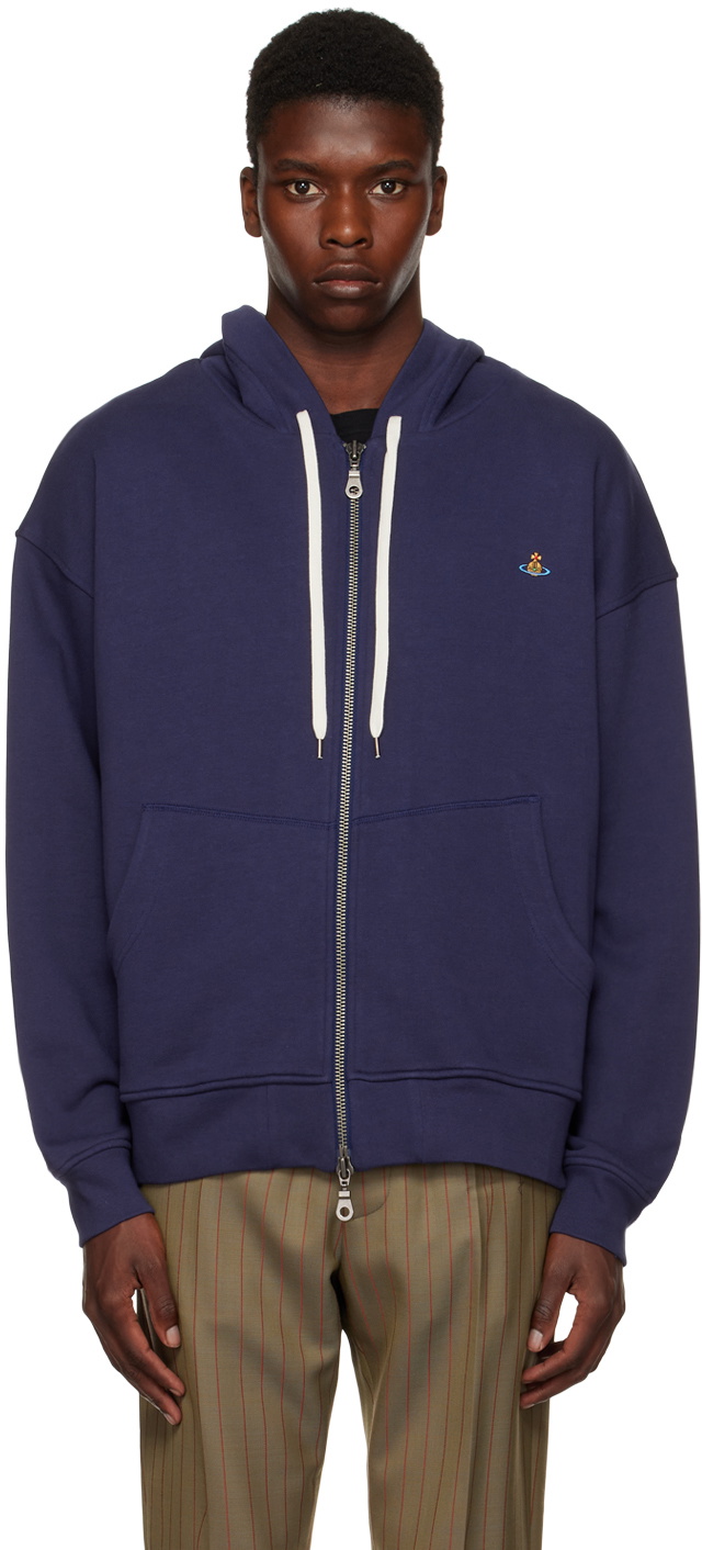 Vivienne Westwood Navy Orb Zip-Up Hoodie Vivienne Westwood