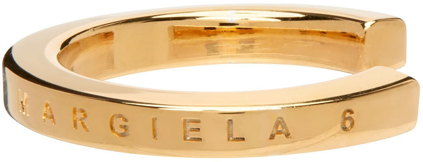 MM6 Maison Margiela Gold Logo Cuff Ring MM6 Maison Margiela