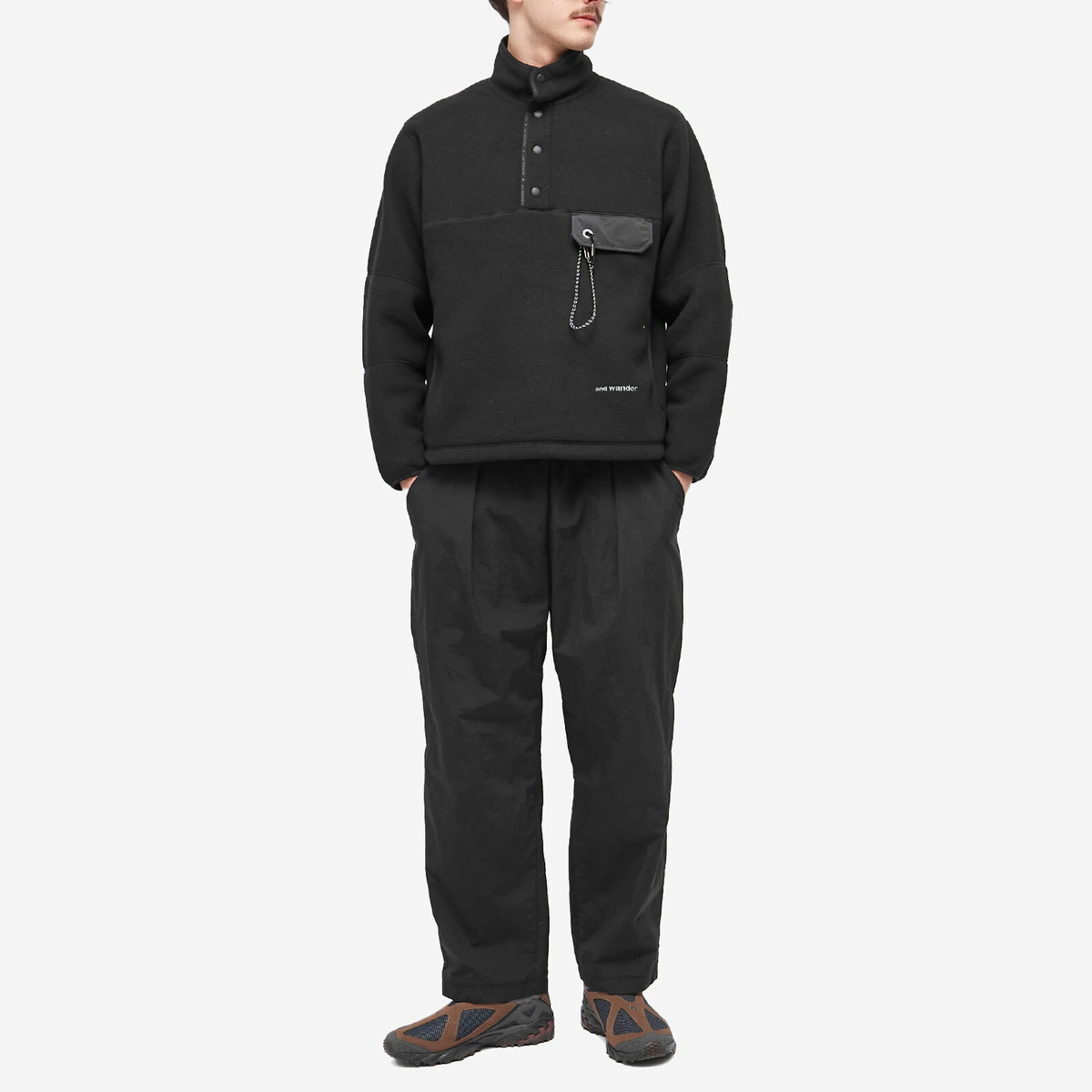 And Wander Men's Wool Fleece Pullover in Black and Wander