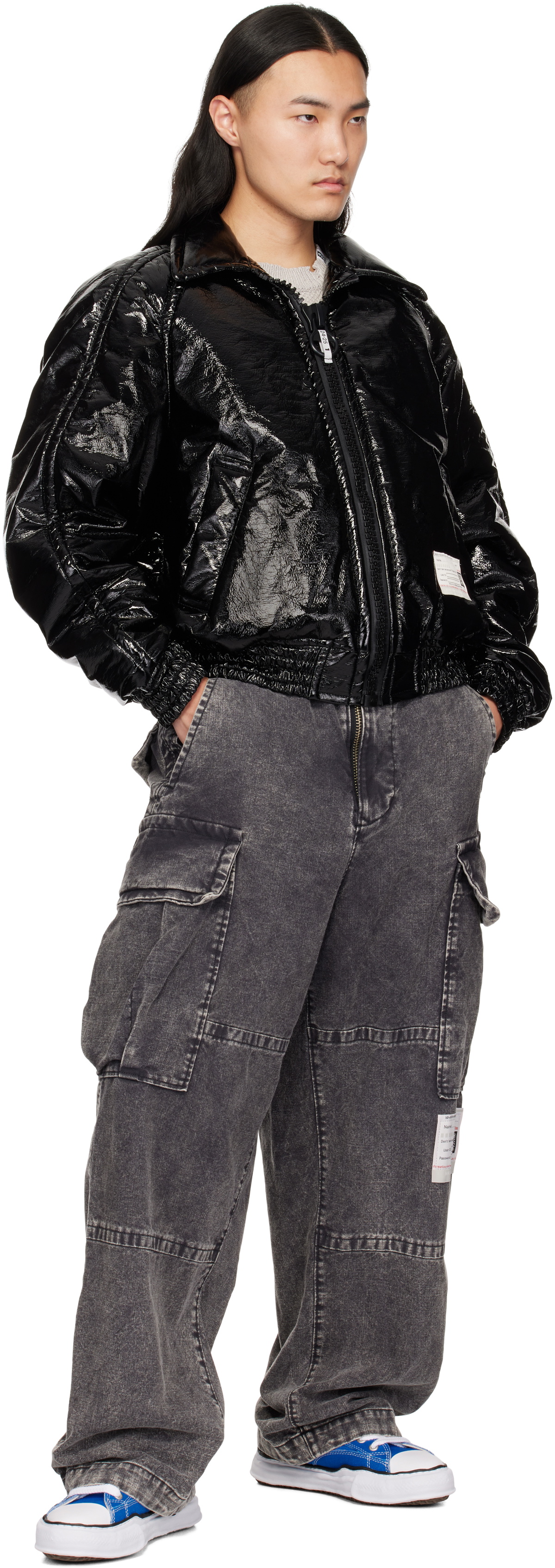 Maison MIHARA YASUHIRO Black Fake Enamel Puffer Jacket Maison