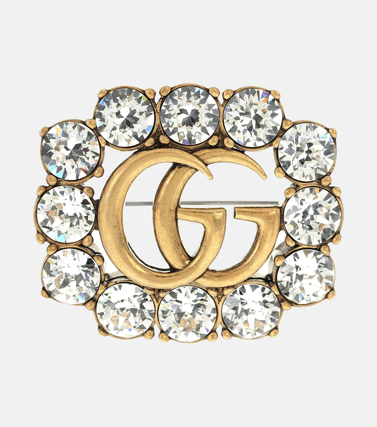Gucci - Double G crystal-embellished brooch Gucci