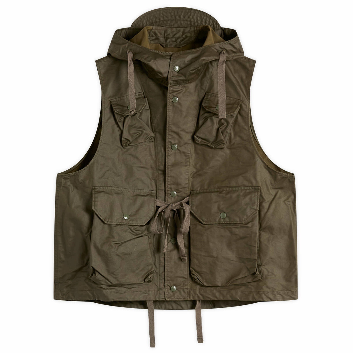 Engineered Garments Men's Field Vest in Olive Nylon Micro Ripstop