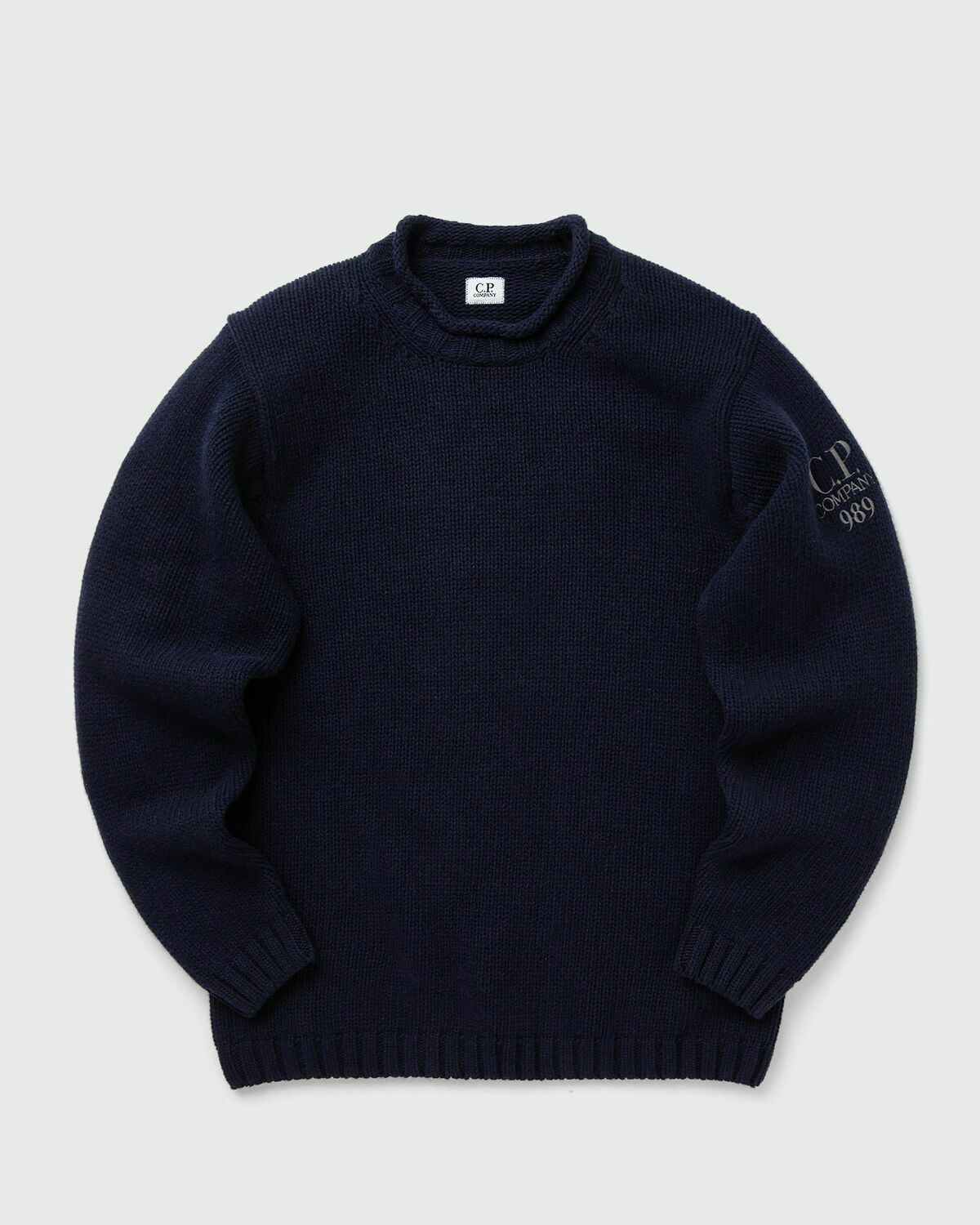 C.P. Company Lambswool Grs Boxy Mock Neck Knit Blue Pullovers C.P.