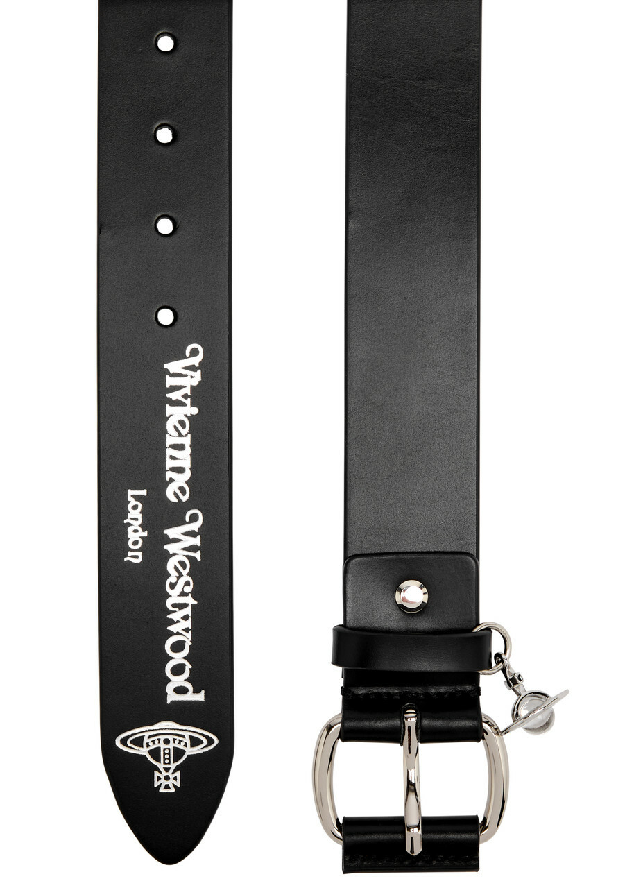 Vivienne Westwood Alex Charm Leather Belt - Black - One Size