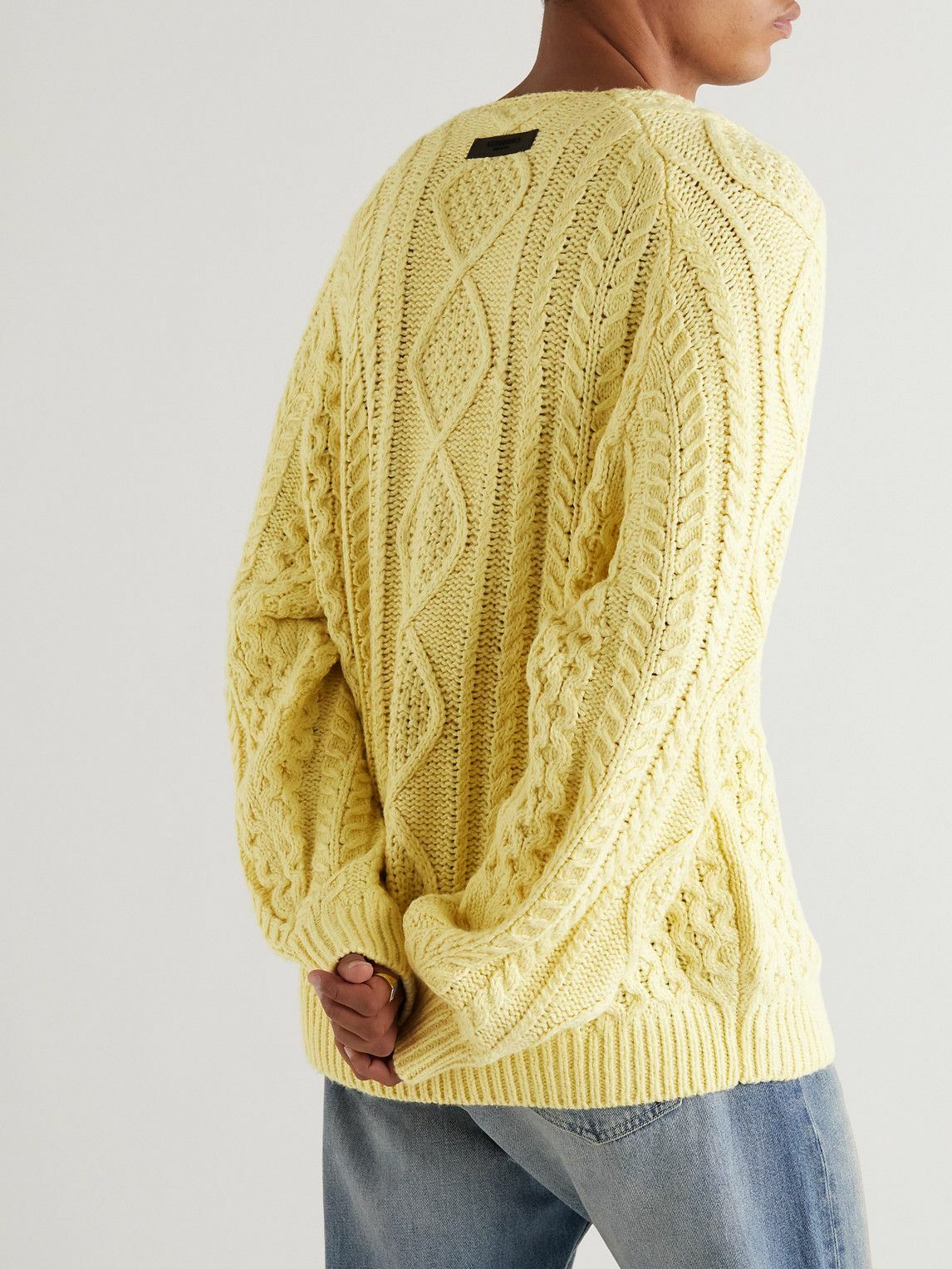 FEAR OF GOD ESSENTIALS - Oversized Logo-Appliquéd Cable-Knit