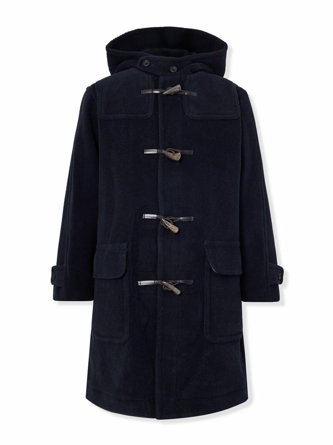 Beams Plus - Herringbone Wool-Blend Hooded Duffle Coat - Blue