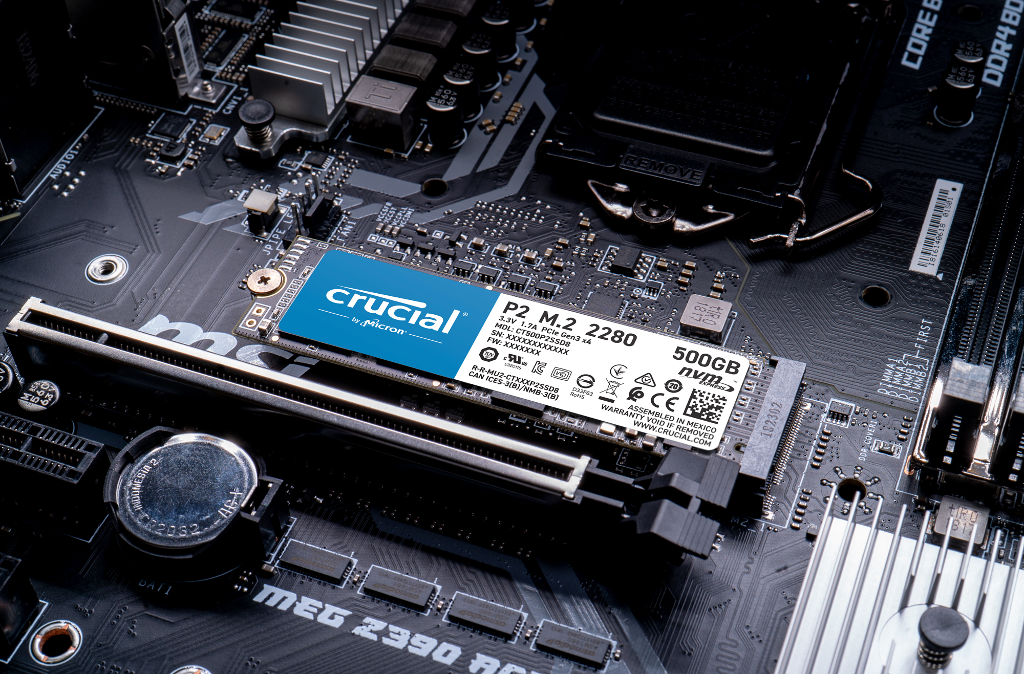 Crucial P2 1TB 3D NAND NVMe PCIe M.2 SSD Up to 2400 MB/s