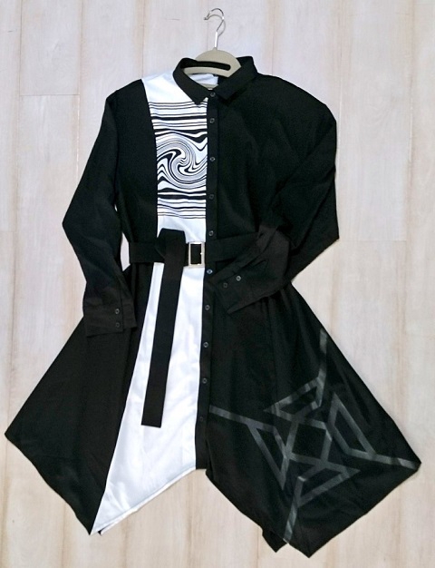 平沢進回＝回オーバーサイズロングシャツ核P-MODELホワイトM