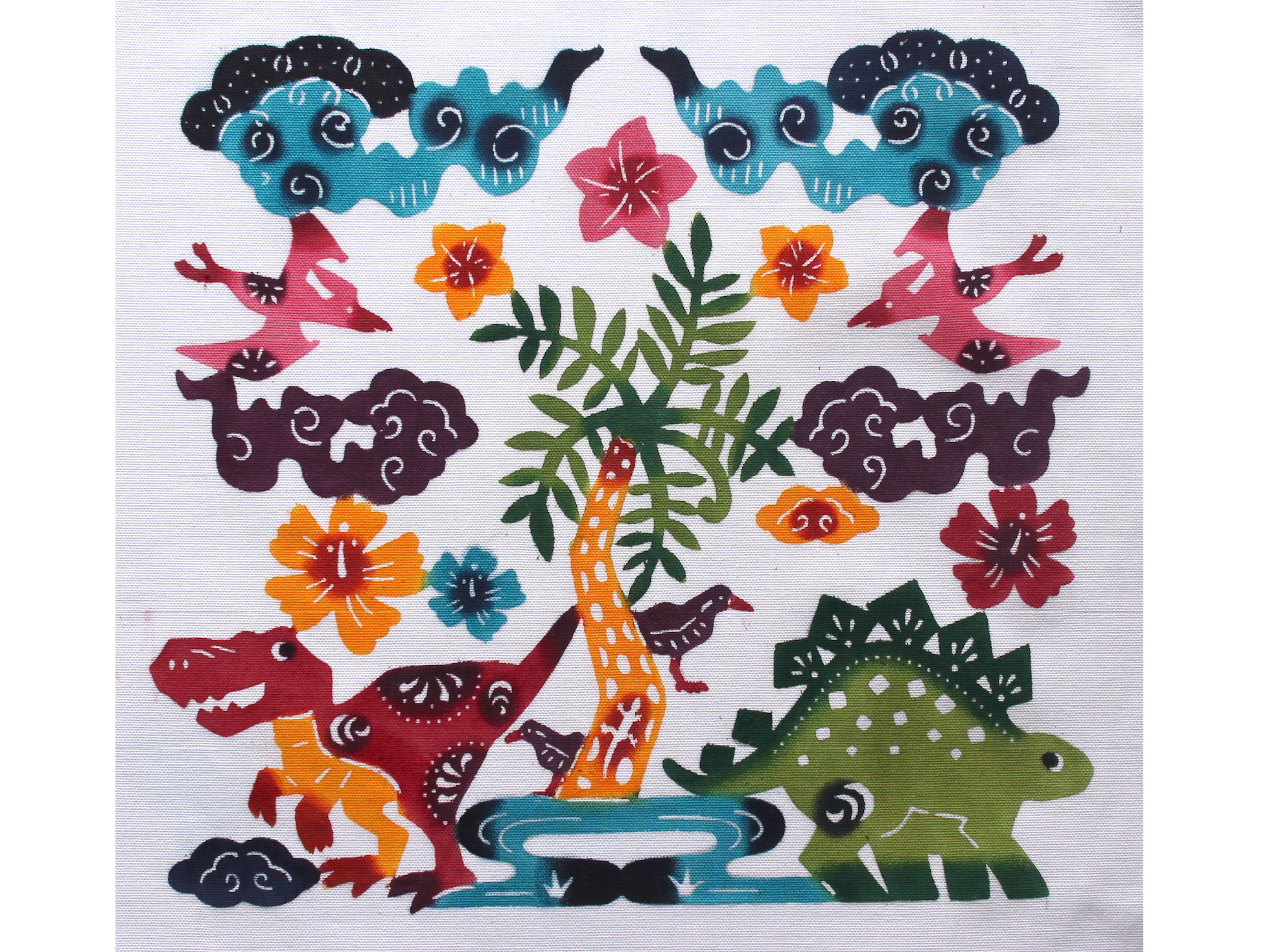 新作 恐竜【紅型染め体験 トートバッグ(大)】沖縄旅行の思い出作りに