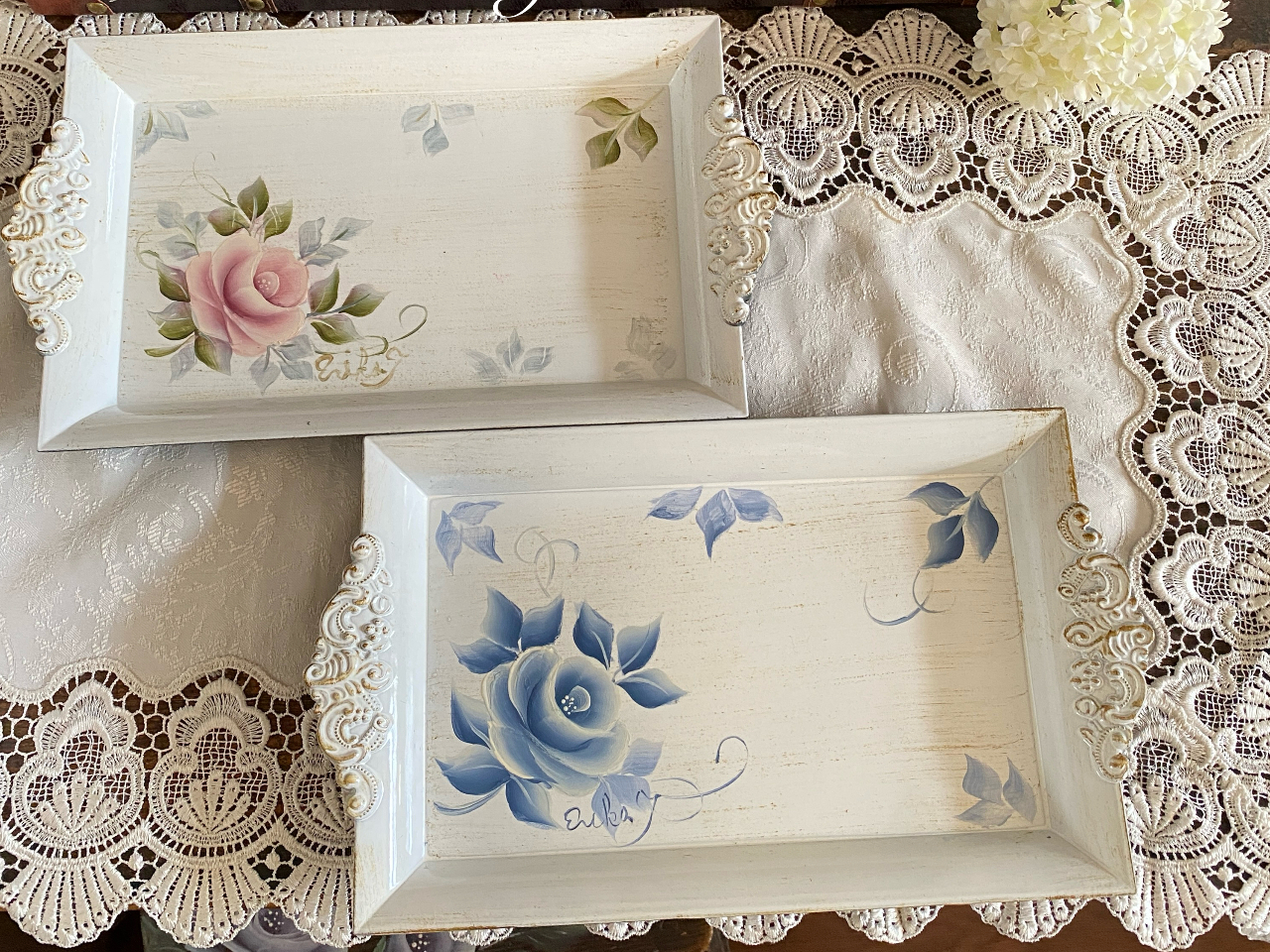 薔薇のトールペイント体験【アトリエRoseオリジナルローズのトレイ