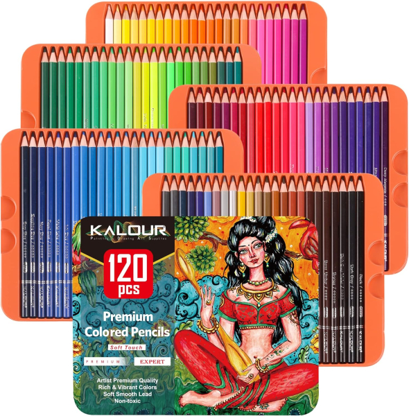 KALOUR Professional Colored Pencils,Set of 120 Colors,Artists Soft