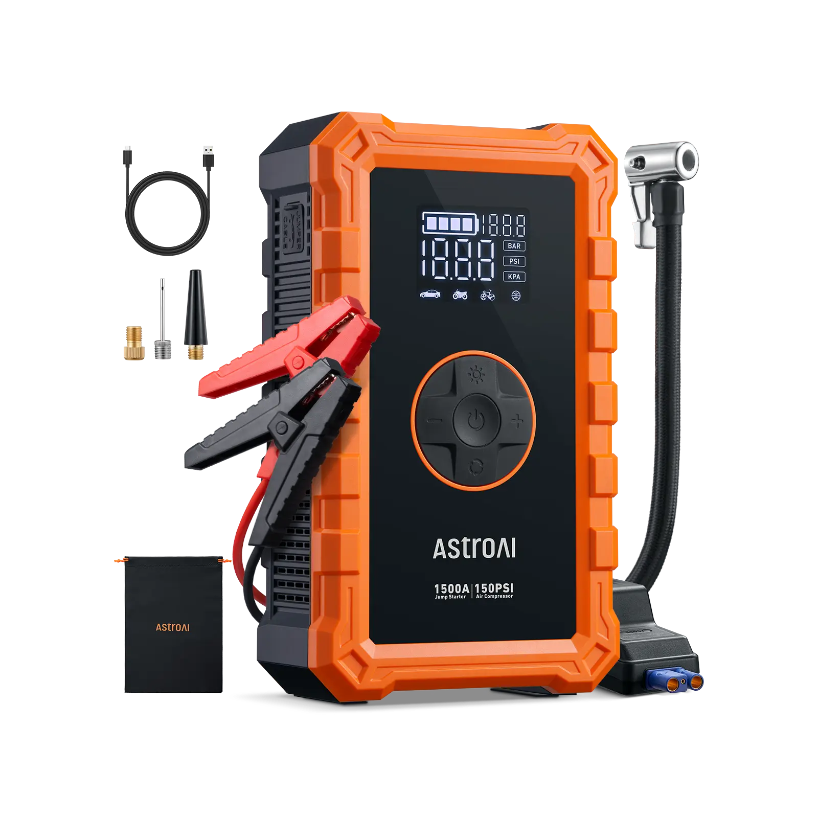 AstroAI ジャンプスターター 空気入れ 10000mAh 1500Aピーク電流 車用