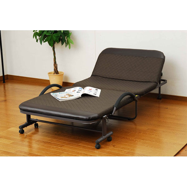 YAMAZEN 折りたたみベッド シングル ブラウン/ダークブラウン YMC-S