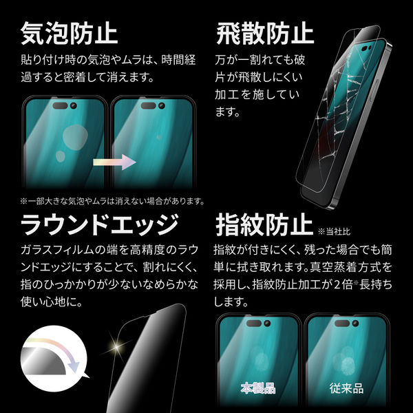 MSソリューションズ iPhone 14 Pro ガラスフィルム 全画面 極薄