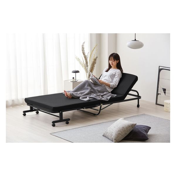 アイリスオーヤマ 折りたたみベッド OTB-TRR ブラック 1台（直送品