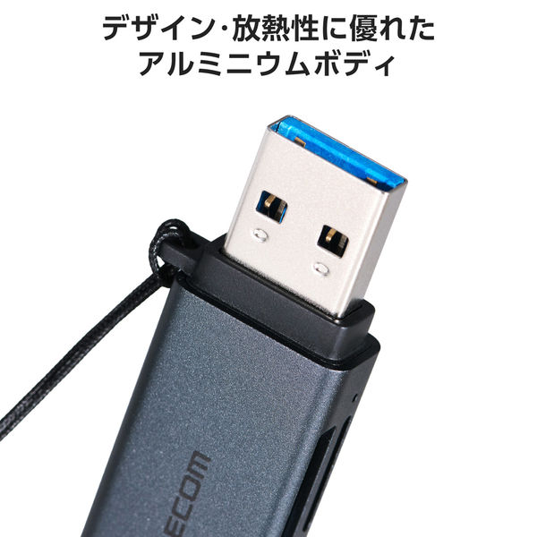 USB-A カードリーダー 2in1 SD / microSD 高速転送 軽量 黒 MR3-D20BK