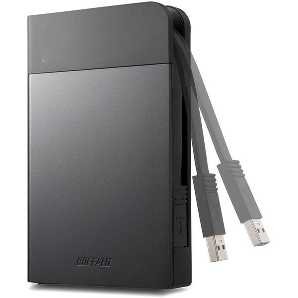 バッファロー ICカードセキュリティ 耐衝撃ポータブルHDD 2TB 黒 HD