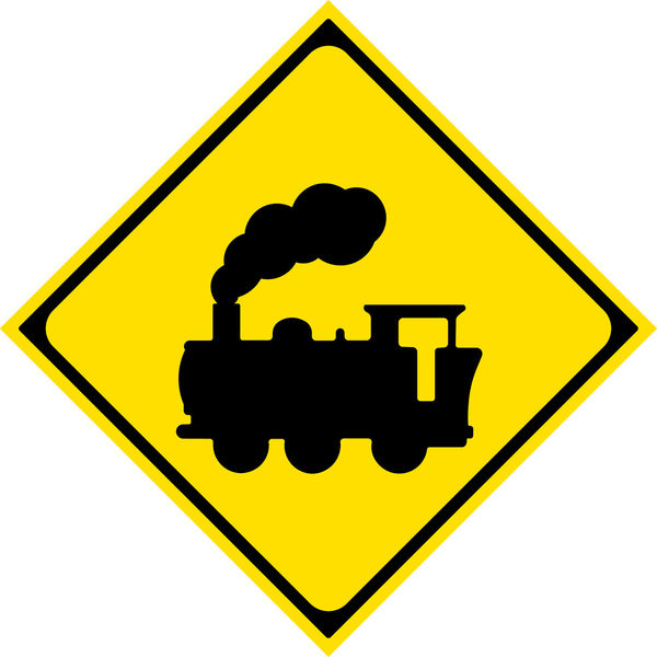 グリーンクロス 警戒標識 S207ーA 踏切（汽車）あり ステッカー50