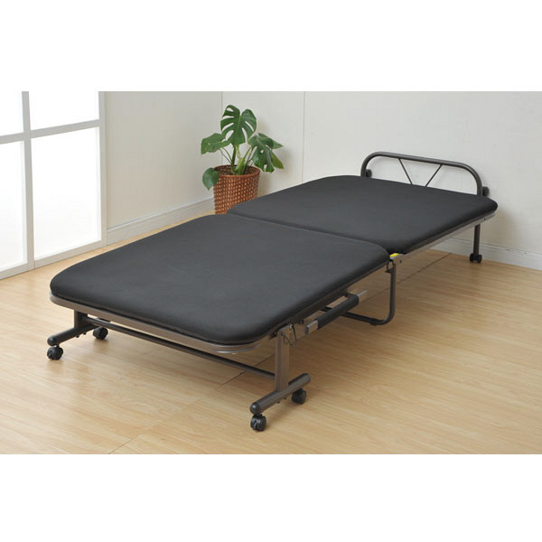 YAMAZEN 折りたたみベッド ブラック/ダークブラウン 1台 （直送品