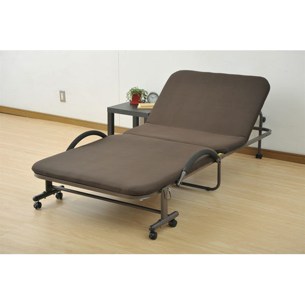 YAMAZEN 薄めマットレスの折りたたみベッド カーキ/ダークブラウン OBM