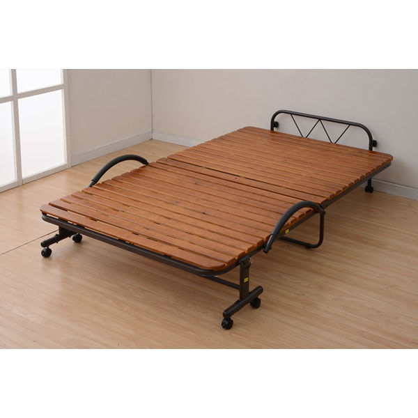 ミニマル 折りたたみベッド ダークブラウン シングルサイズ ミニマル