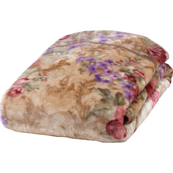 衿付き2枚合わせ毛布（ヤード柄）ピンク140×200cm ＜京都西川＞ 幅