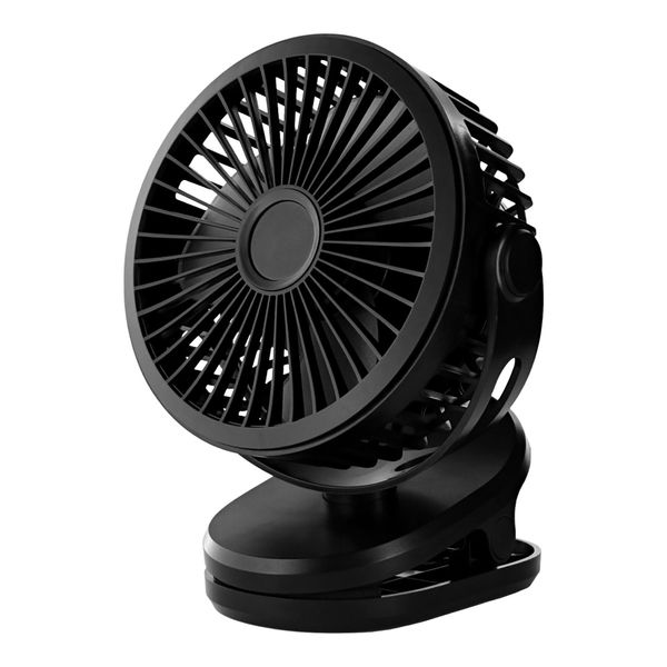 クリップ付き卓上扇風機 ブラック 角度調節可能 コードレス 据え置き